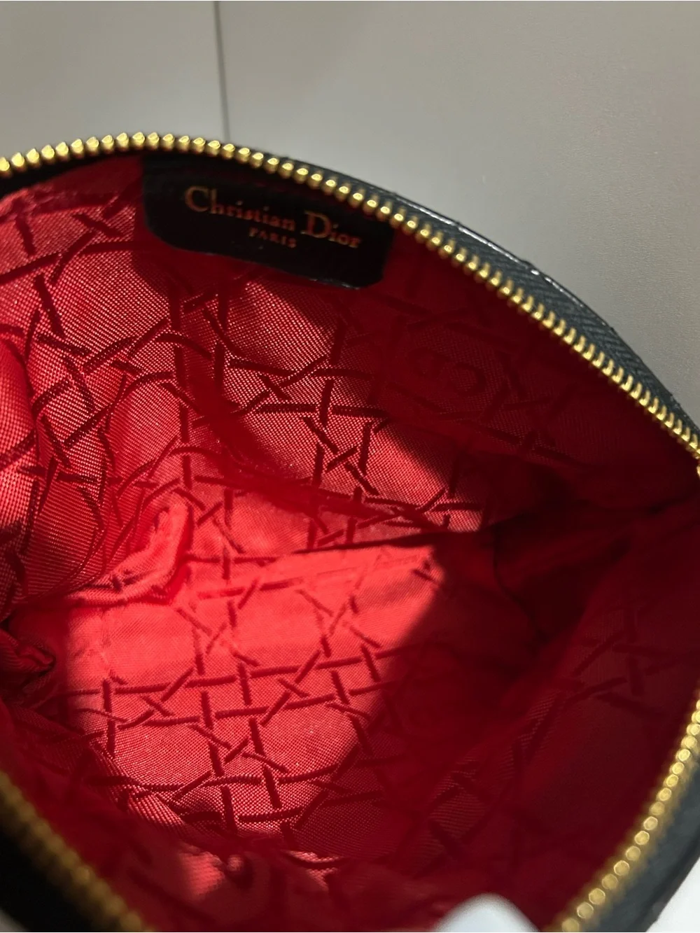 Dior Black Quilted Leather Cosmetic Pouch with Gold Hardware